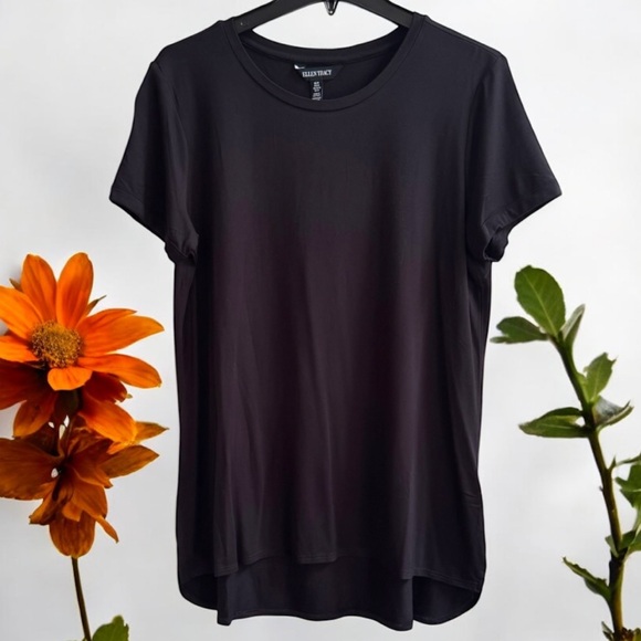 Ellen Tracy Women Medium Luxe Hi Lo Hem Tunic Top Short Sleeves - Picture 1 of 3